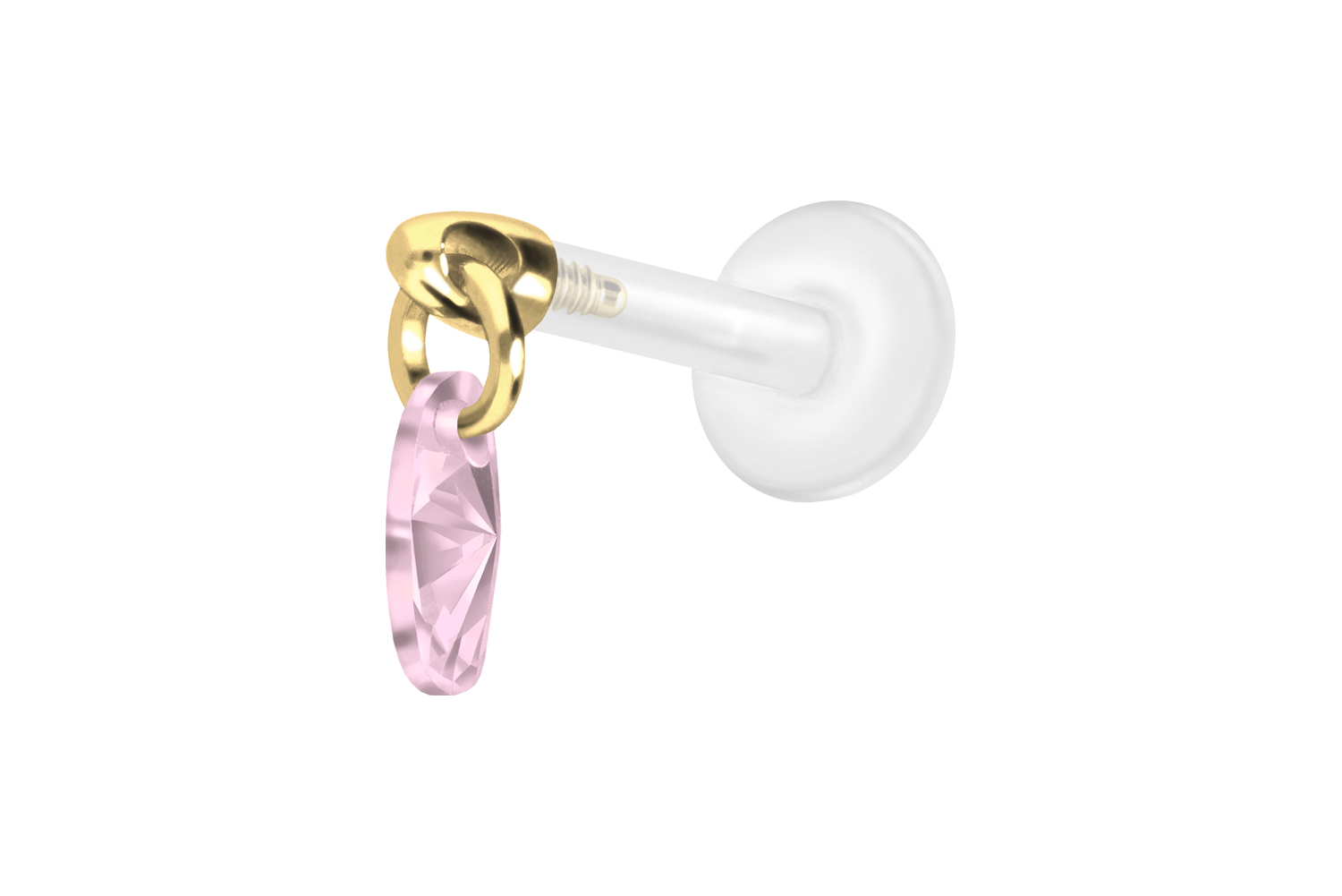 PTFE Labret Piercing mit Innengewinde + Titan-Aufsatz KRISTALLOVAL